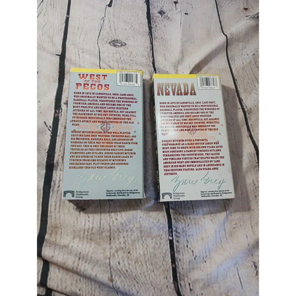 Robert‎ Mitchum Western VHS Lot West of the Pecos & Nevada Zane Grey High Plains